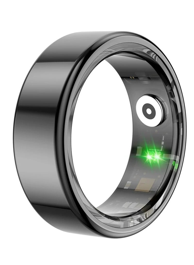 R02 Smart Ring Military Grade Titanium Steel Shell Health Monitoring IP68  3ATM Waterproof Multi-sport Modes (Deep Grey, 18.1mm) - Image 1