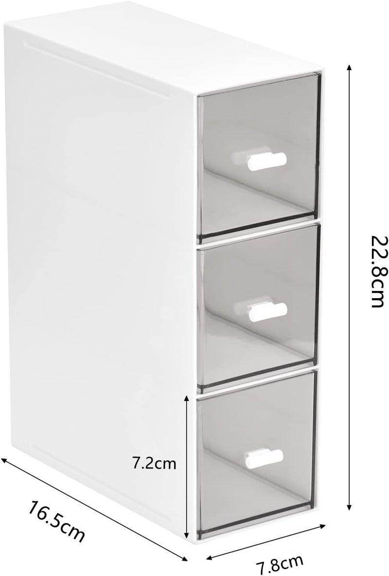 Desktop 3 Drawer Storage Box, , Dust-proof Divided Shelves for Teabags, Stationery Pens, Cosmetics, Sturdy Storage Box for Coffee Pods, Sweeteners, for Kitchen, Office, Dorm, White - Image 4