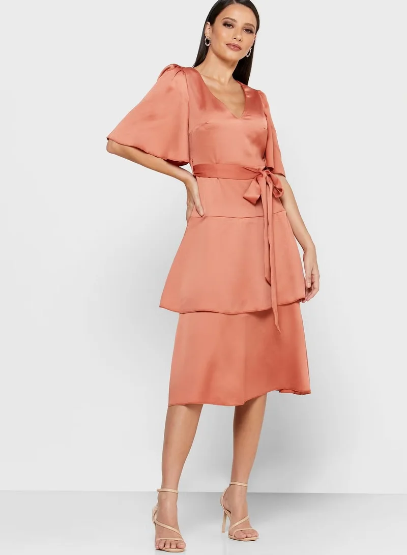 Little Mistress Little Mistress Wide Sleeve Layered Dress