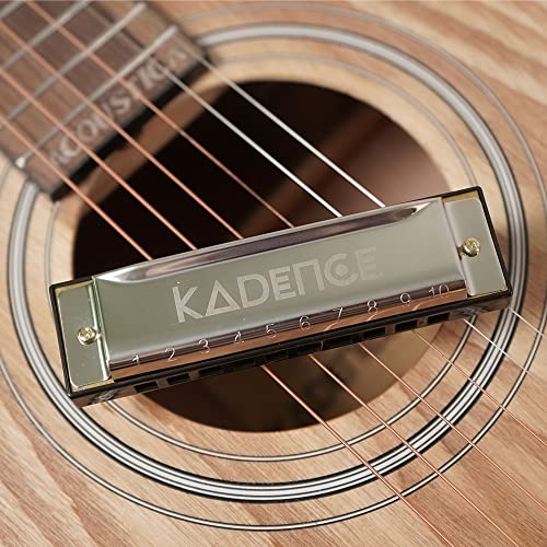 Kadence T104 Diatonic Harmonica | Key of C with 10 Holes and 20 Tones | Portable Mouth Organ with Hard Case | Includes Learning Course | Silver - Image 5