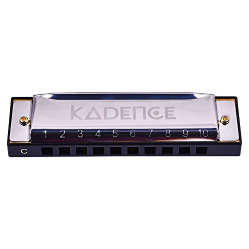 Kadence T104 Diatonic Harmonica | Key of C with 10 Holes and 20 Tones | Portable Mouth Organ with Hard Case | Includes Learning Course | Silver - Image 3