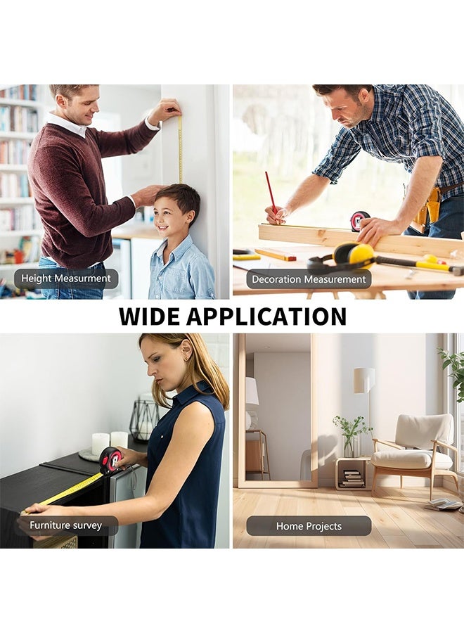 شريط قياس 5 أمتار قابل للقفل الذاتي، مصنوع من الفولاذ وقابل للسحب، بمقياس إمبراطوري/متري، دقة متوسطة، سهل القراءة، يستخدم للمعماريين، النجارين، والأشغال اليدوية. (5 أمتار) - Image 3