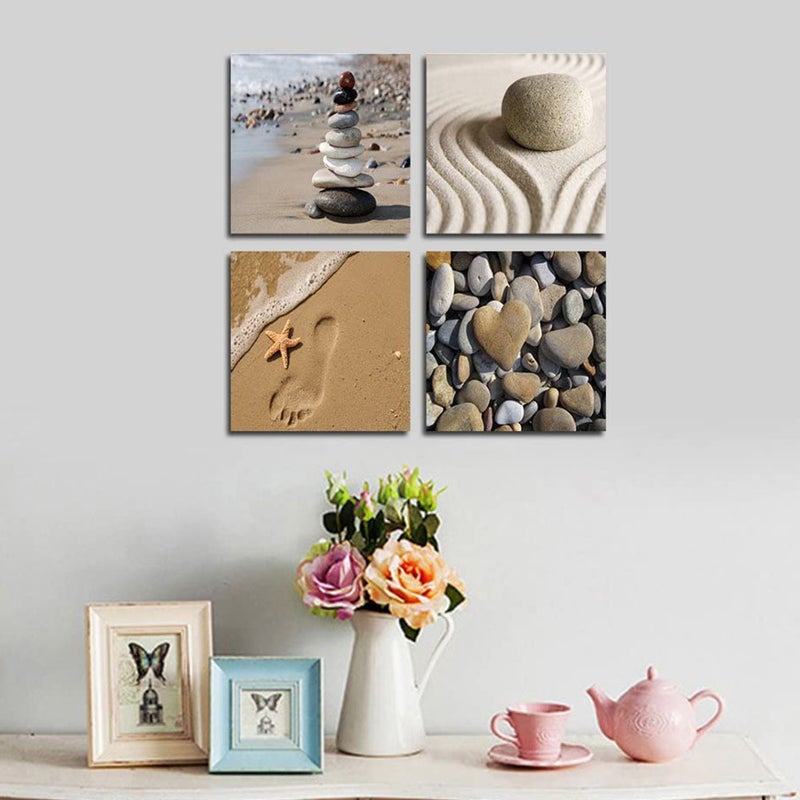 8 Pcs Frameless Canvas Beach Landscape Painting Wall Decor - Image 2