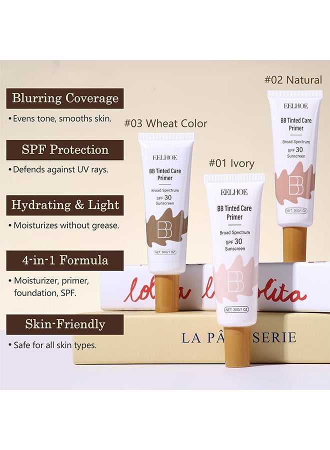 إيلهو برايمر BB ملون، مرطب BB ملون مع واقي شمس SPF 30، تغطية كاملة للون بشرة فاتحة إلى متوسطة، يروي بشرتك ويجعلها ناعمة. # أبيض عاجي - Image 5