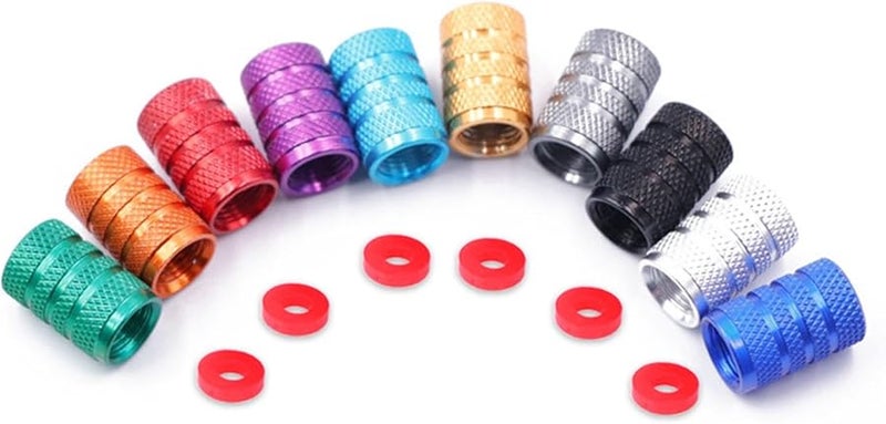 مجموعة ساق صمام الإطار باللون الأزرق الدامع مع حلقة مطاطية O للدراجات الهوائية والنارية 4 قطع - Image 4