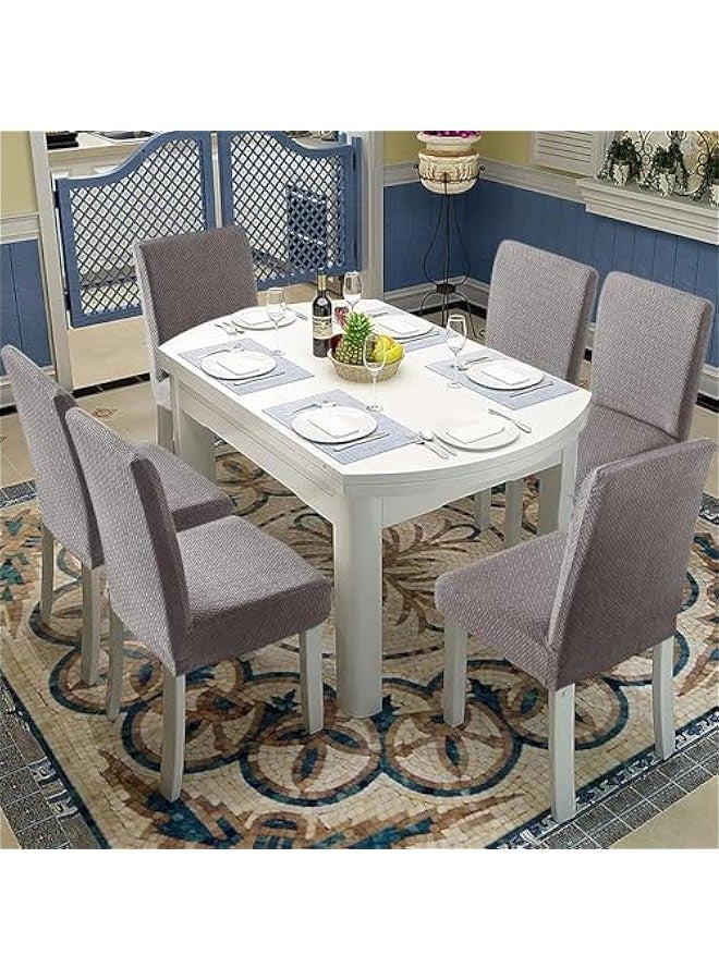 تراسل مجموعة اغطية كراسي غرفة الطعام مقاومة للماء بنسبة 100% من بلورفوكس، مجموعة من 6 قطع من قماش الجاكار القابل للتمدد، غطاء كرسي قابل للازالة والغسل للمنزل والمطعم والولائم (رمادي) - Image 2