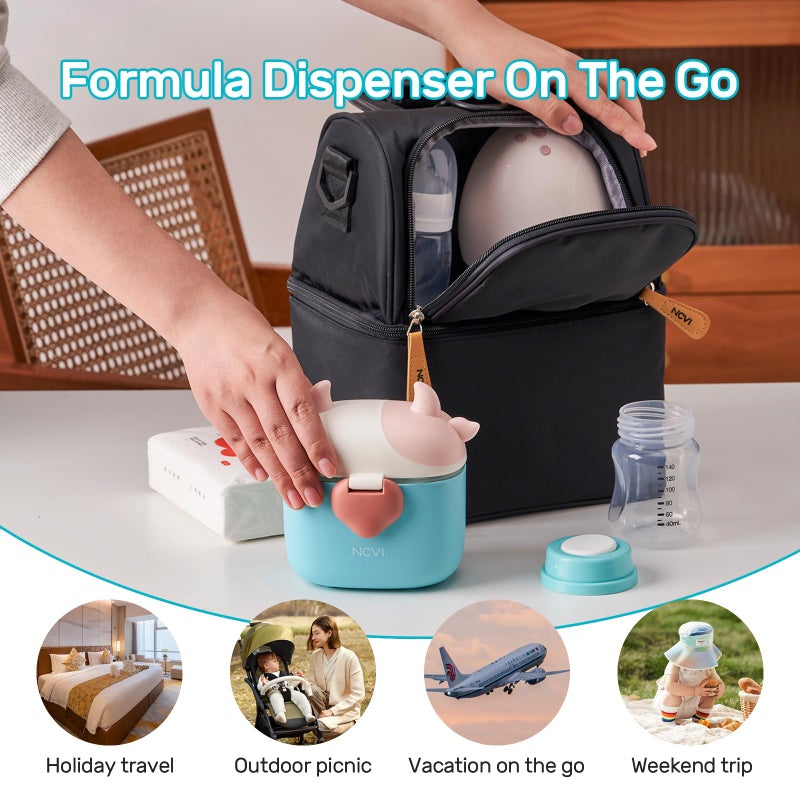NCVI Baby Formula Dispenser On The Go, Formula Container To Go, Formula Holder for Travel, Outdoor Picnic with Baby Infant, Portable Container for Milk Powder, Snacks, Candy, Fruits (Green) - Image 4