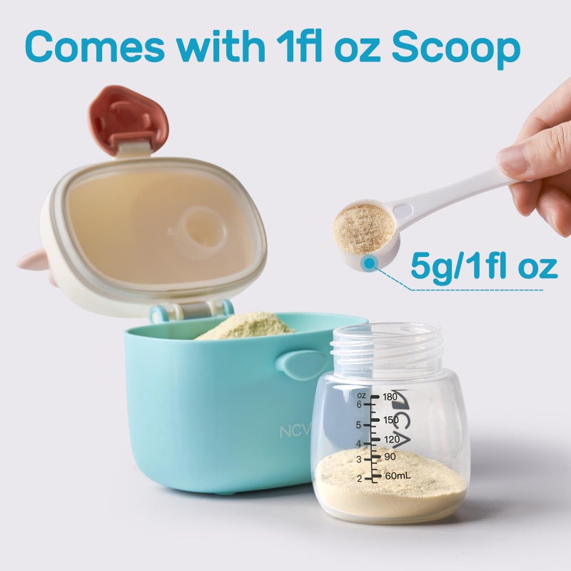 NCVI Baby Formula Dispenser On The Go, Formula Container To Go, Formula Holder for Travel, Outdoor Picnic with Baby Infant, Portable Container for Milk Powder, Snacks, Candy, Fruits (Green) - Image 3