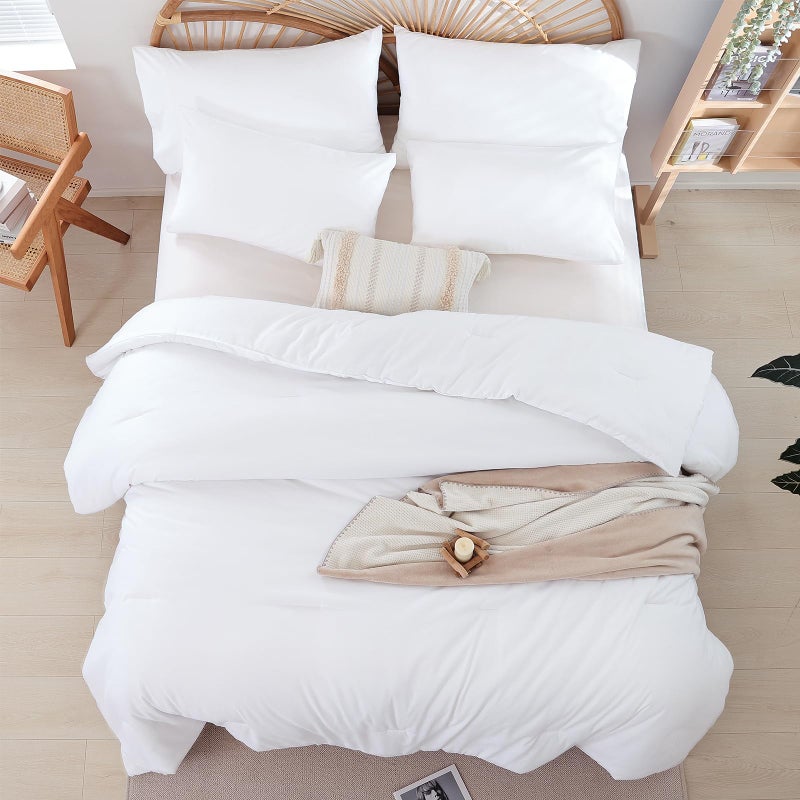 weigelia Full Size Comforter White Modern 3PCS Microfiber Full Size Comforter Sets for All Season Comforter for Men, Women and Girls Soft Lightweight Bed Comforter Set - Image 3
