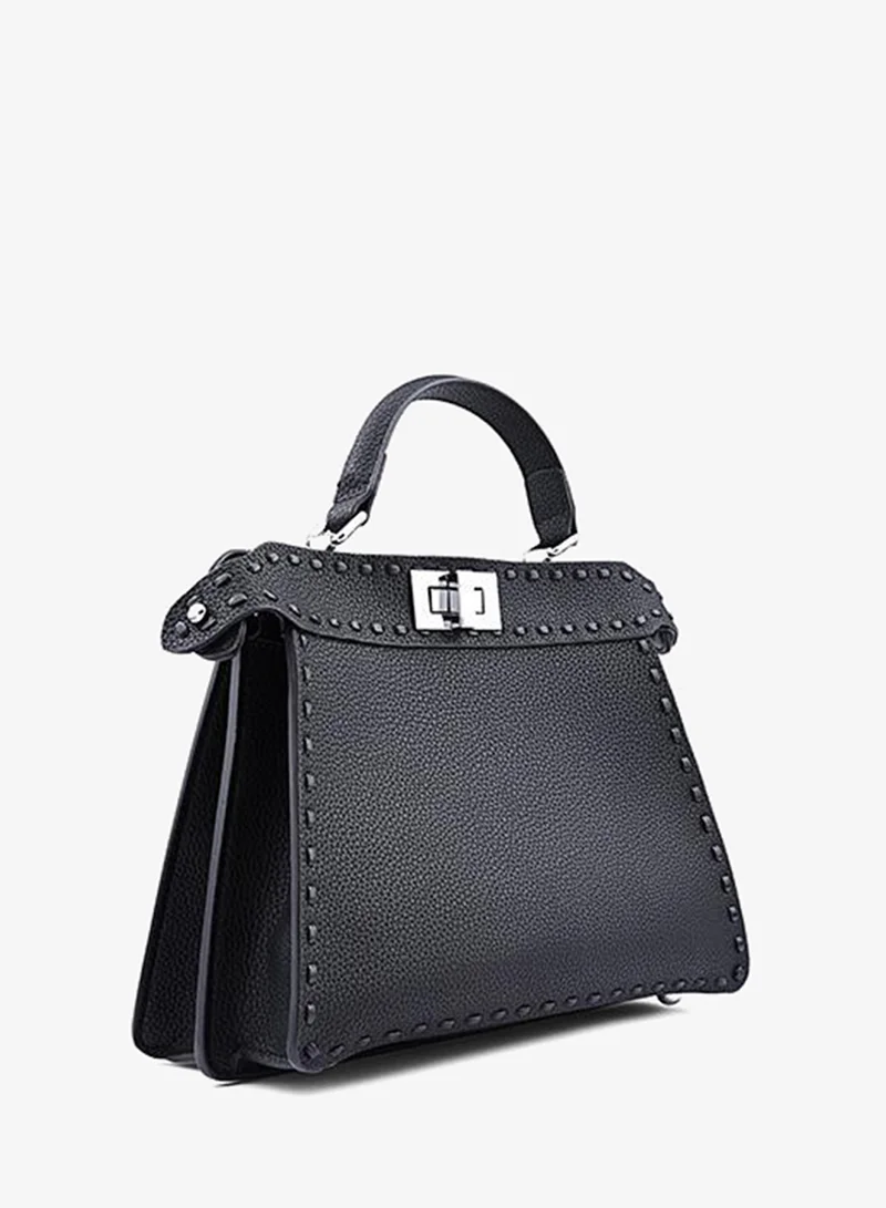 Cuple Black Structured Top Handle Bag for Women | Best Price UAE