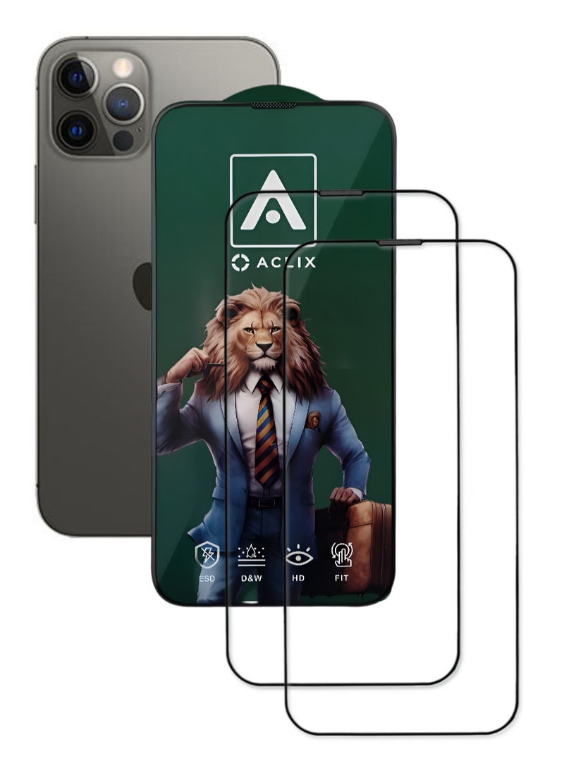 ACLIX 2 Pieces Antistatic ESD Dustproof Premium Quality High Definition Tempered Glass Screen Protector Designed For  iPhone 12 Pro - Image 1