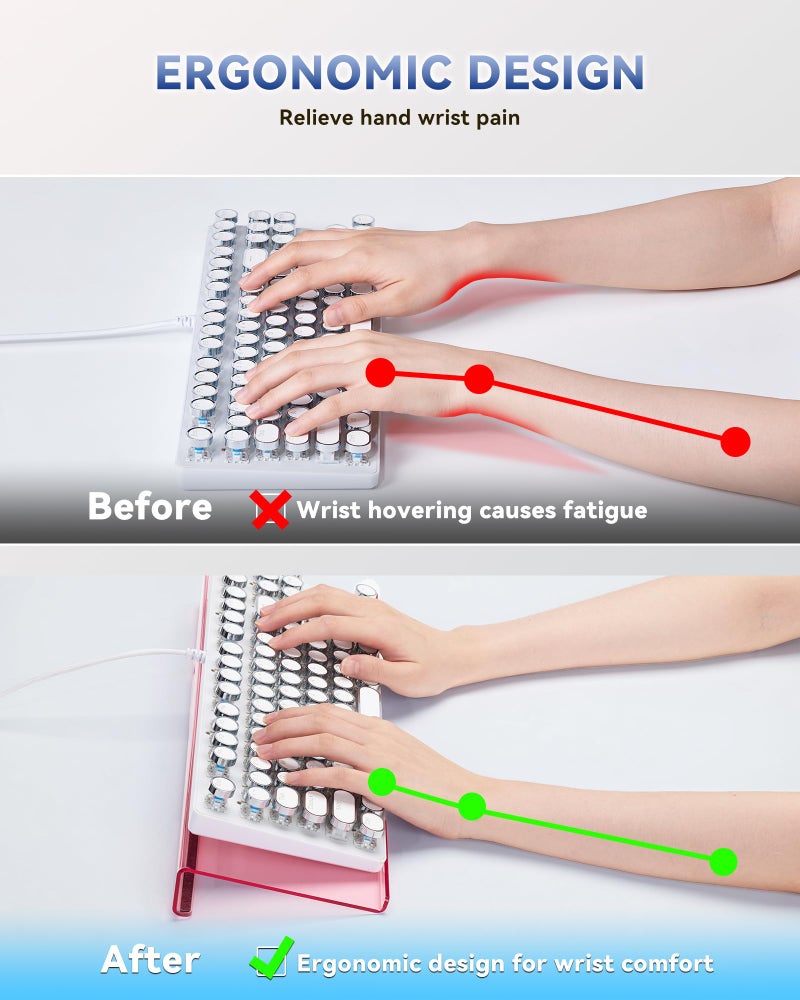 Laborio Ergonomic Computer Keyboard Stand for Desktop (Clear Pink), Keyboard Tilted Elevated Rack Key Board Holder Riser Stand for Office Home Desk Work - Image 4