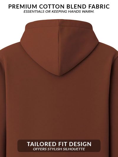 ADRO Men's Cotton Neck Hooded Sweatshirt (ZHH-24-PLN-BR_Downtown Brown - Image 4