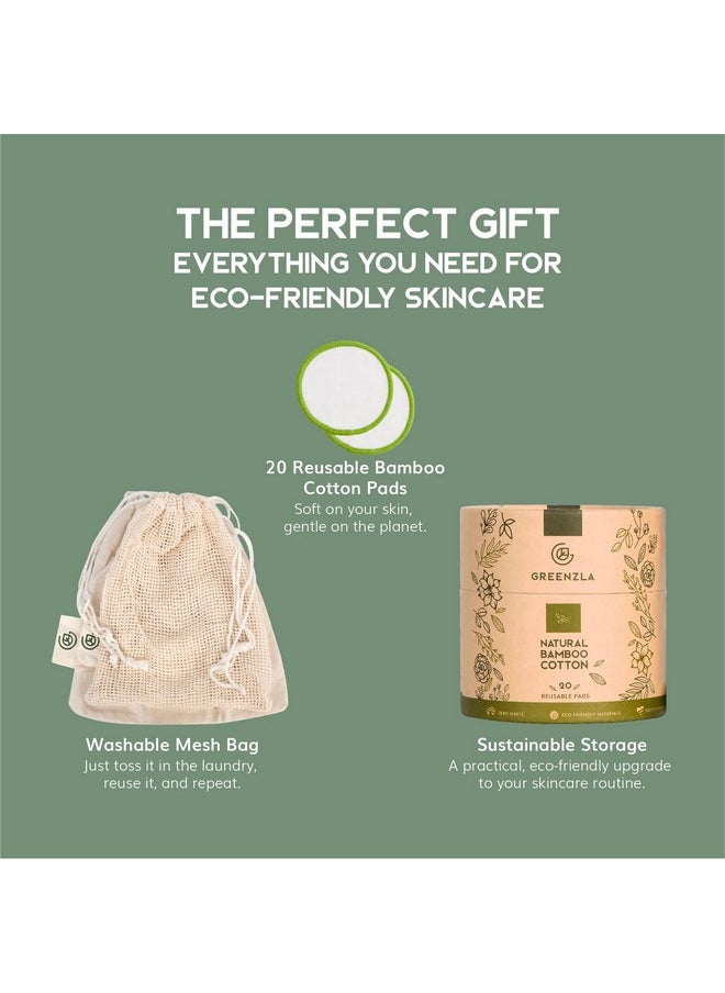 GREENZLA Greenzla Reusable Makeup Remover Pads (20 Pack) Washable Laundry Bag & Round Box for Storage, Reusable Bamboo Cotton Rounds for All Skin Types - Reusable Cotton Rounds for Face - Reusable Cotton Pads  - Image 2