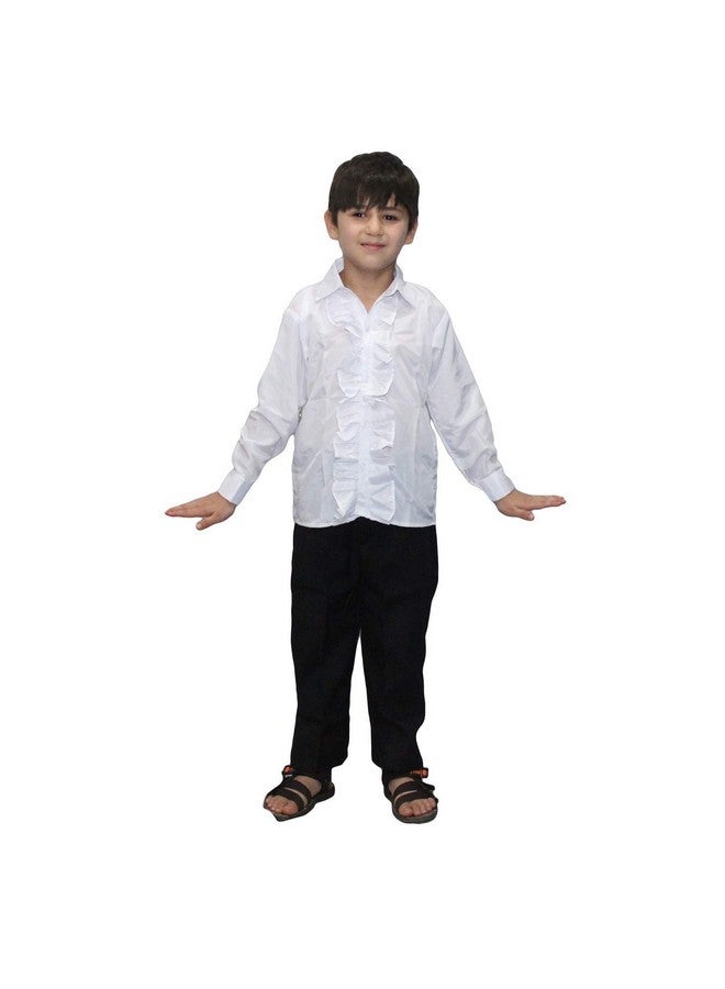 Kaku Fancy Dresses Kaku Fancy Dresses Polyester White Frill Shirt Western Costume - 14-17 Years, For Boys  - Image 1