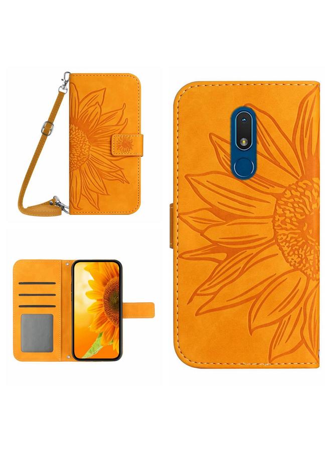 اس-توب جراب هاتف Nokia C3 من الجلد المريح بنقشة زهرة الشمس مع حبل تعليق - Image 1