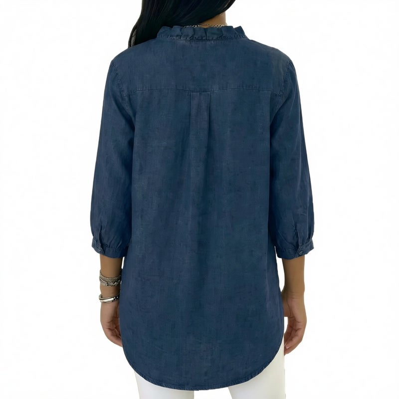 Women's Casual V-Neck Ruffle Blouse Top - Image 2