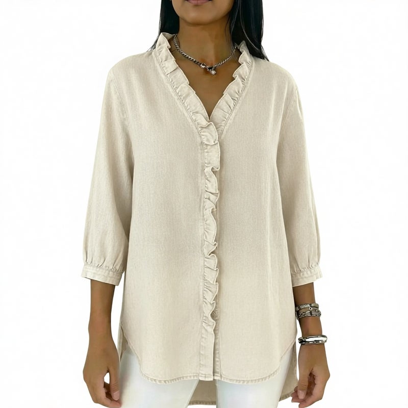 Women's Casual V-Neck Ruffle Blouse Top - Image 5