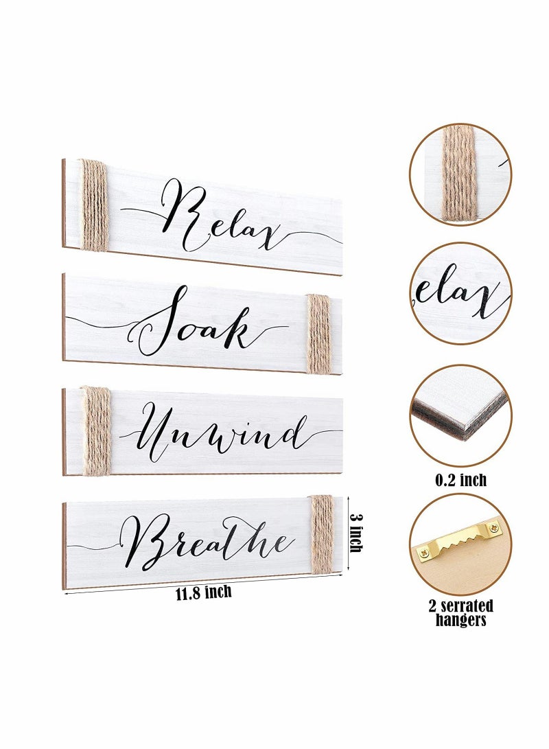 Barakah 4PACK 12.6X4INCH Family Rustic Wooden Signs Farmhouse Wall Sign Funny Bathroom Art Wood Plaque Entryway Home Decoration for Bedroom Living Room Office House Decor - Image 4