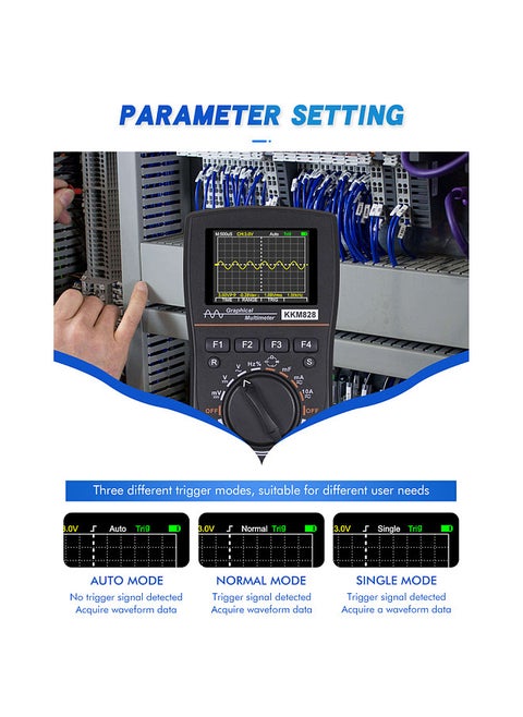 kkm828 Intelligent Graphical Digital Oscilloscope Multimeter 2 in 1 with 2.4 Inches Color Screen 1MHz Bandwidth 2.5Msps Sampling Rate for DIY and Electronic Test