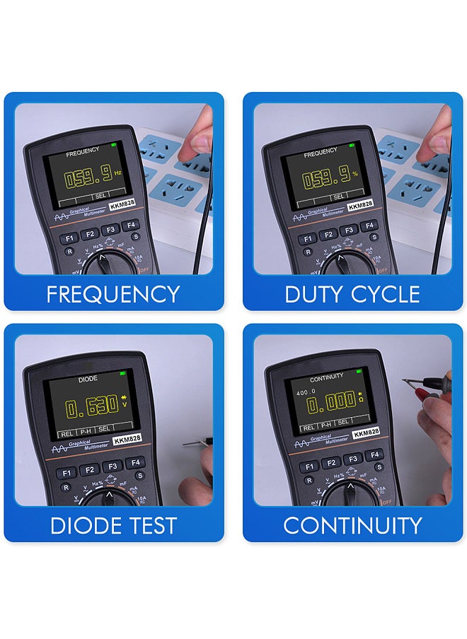 KKmoon - kkm828 Intelligent Graphical Digital Oscilloscope Multimeter 2 in 1 with 2.4 Inches Color Screen 1MHz Bandwidth 2.5Msps Sampling Rate for DIY and Electronic Test - Image 1