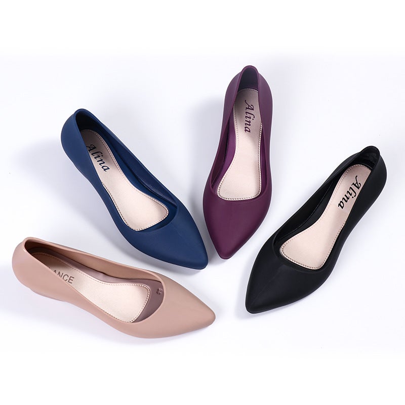 Plastic Women'S Sandals Jelly Wedge Low-Cut Non-Slip Pointed Flat Non-Slip Pvc Casual Trendy Rain Boots Single-Layer Shoes - Image 2