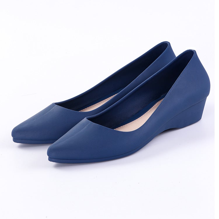 Plastic Women'S Sandals Jelly Wedge Low-Cut Non-Slip Pointed Flat Non-Slip Pvc Casual Trendy Rain Boots Single-Layer Shoes - Image 1