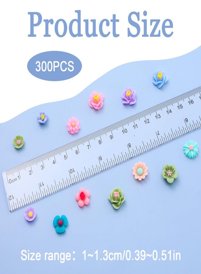 Larrel Mini Resin Flower Charms, 300PCS Flatback Resin Flowers Charms Mixed Colors Flower Beads Decoration Embellishment Tiny Flowers for DIY Craft Scrapbooking Decor - Image 2