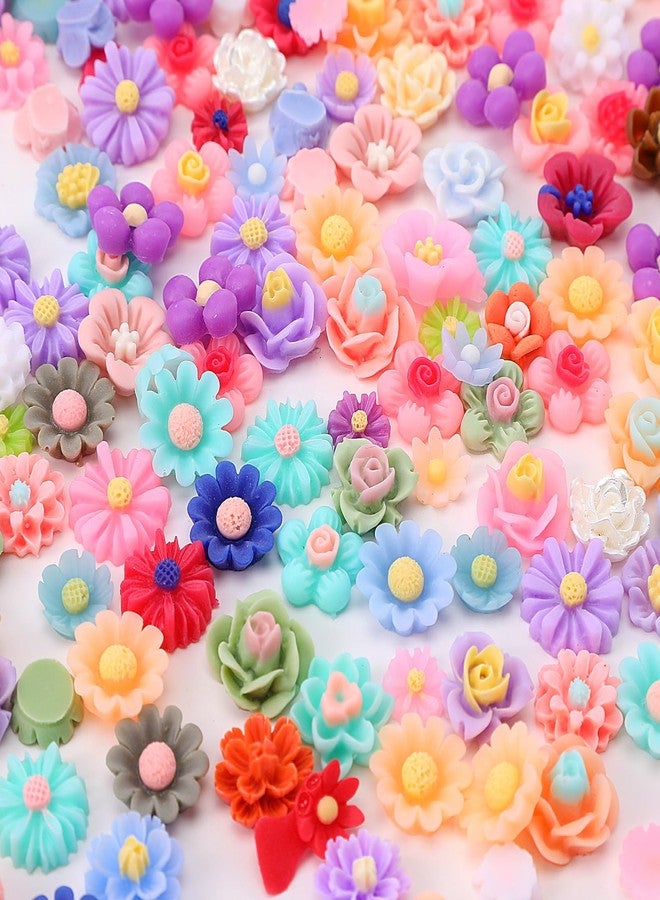 Larrel Mini Resin Flower Charms, 300PCS Flatback Resin Flowers Charms Mixed Colors Flower Beads Decoration Embellishment Tiny Flowers for DIY Craft Scrapbooking Decor - Image 4