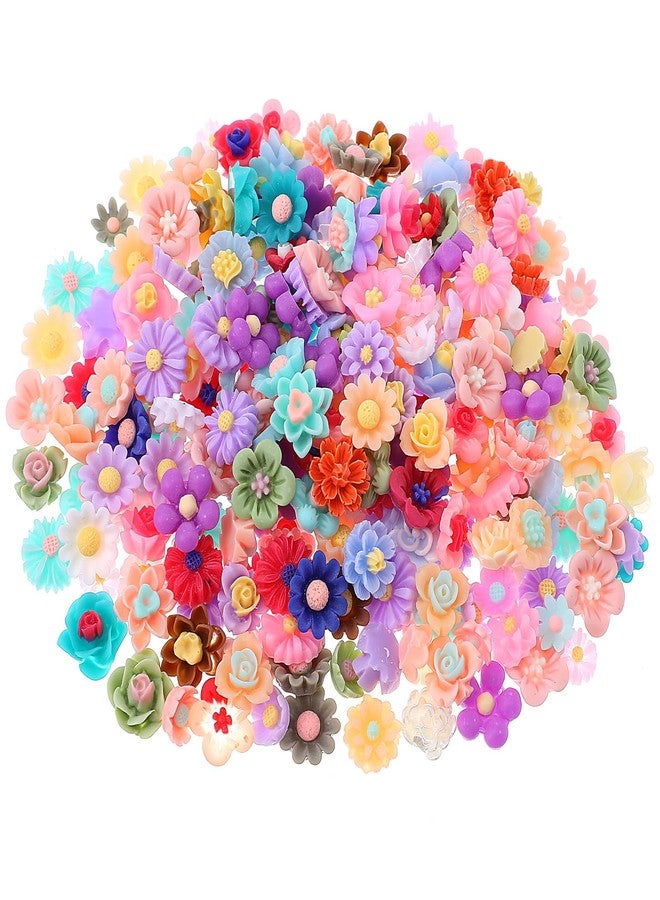 Larrel Mini Resin Flower Charms, 300PCS Flatback Resin Flowers Charms Mixed Colors Flower Beads Decoration Embellishment Tiny Flowers for DIY Craft Scrapbooking Decor - Image 1