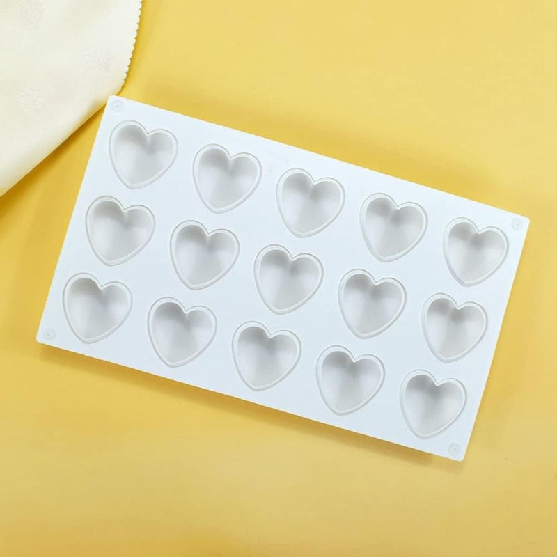 mostsom 15 Grid Heart Shaped Silicone Molds Cake Chocolate Mold Silicone Baking Pan Mold for DIY Cake Mousse Dessert Mould for Candy Fondant Ice Cream Soap Cupcake Cheesecake Jelly (Heart D) - Image 4