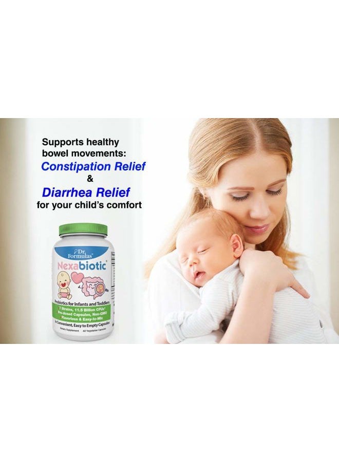 DrFormulas مسحوق بروبيوتيك نيكسا بايوتيك للأطفال والرضع والأطفال مع ساكاروميسيس بولاردي، ل. أسيودوفيلوس، ب. إنفانتيس أفضل من ماء الغريب أو قطرات الأطفال، 30 حصة - Image 4