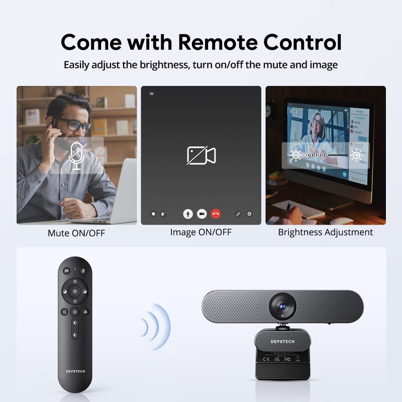 DEPSTECH Webcam 4K, Zoomable Webcam with Microphone and Remote, Equipped with Sony Sensor, 3X Digital Zoom, Noise-Canceling Mics, Auto-Focus Computer Camera for PC/Mac/Laptop/Zoom/Teams/OBS/Google - Image 3