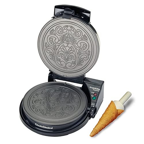 Chef's Choice Chef'sChoice KrumKake Maker Features Nonstick Surface and Instant Heat Recovery with Temperature Control and Ready Light To Make 6-Inch Cookies, Ready and Baking Lights With Roller, 1050-Watts, Silver - Image 4