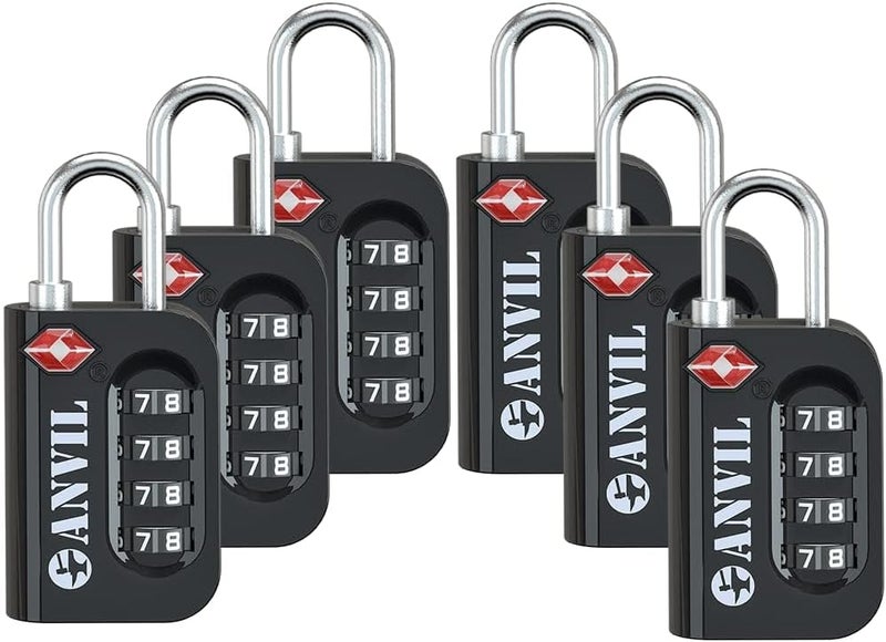 Anvil TSA Approved Luggage Lock - 4 Digit Combination, 10,000 Combinations, Easy-Read Password Window, Travel Lock for Suitcases, Backpacks, Gym & Student Lockers, Baggage - Image 1