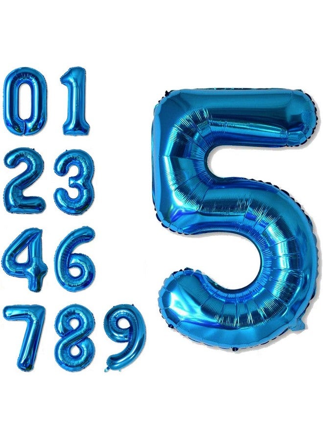Atpata Funky Blue Number Foil Balloons for Numeric Milestone Parties (16 INCH, 5)