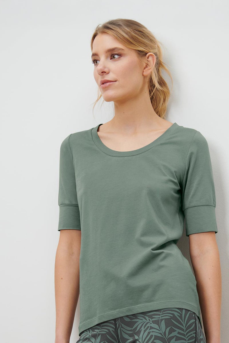 Tchibo Women Sportswear Fit Short Sleeve Training T-Shirt, Sage Green  - Image 1