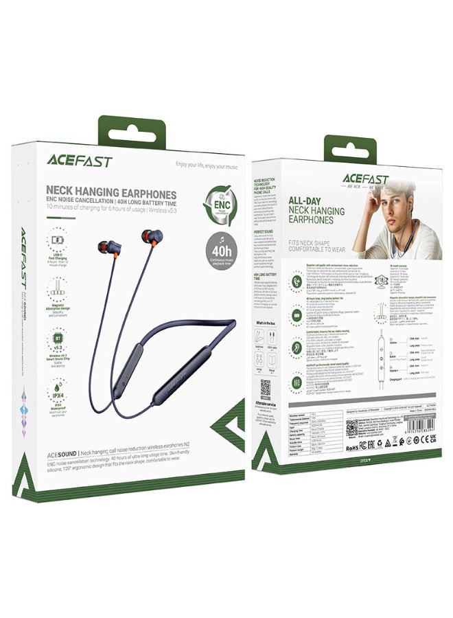 ACEFAST In-Ear Bluetooth Neckband Earphones N2, 40 hours of Music Playback Time, Ergonomic magnetic design, USB-C fast charging - Black - Image 5