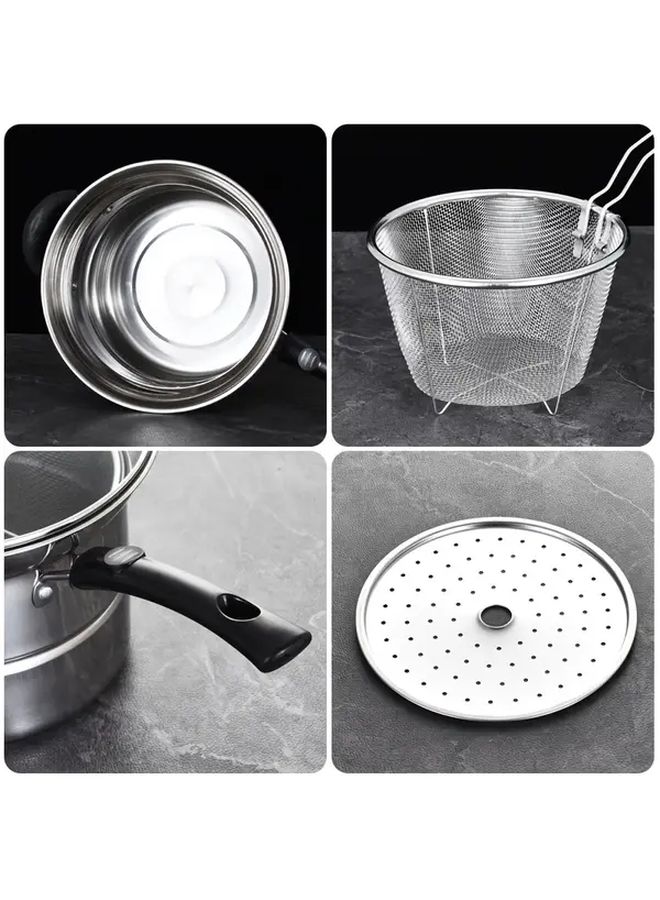 Stainless Steel 3 Piece Cooking Pot Set With Lid For Noodles Soup Frying - Image 2