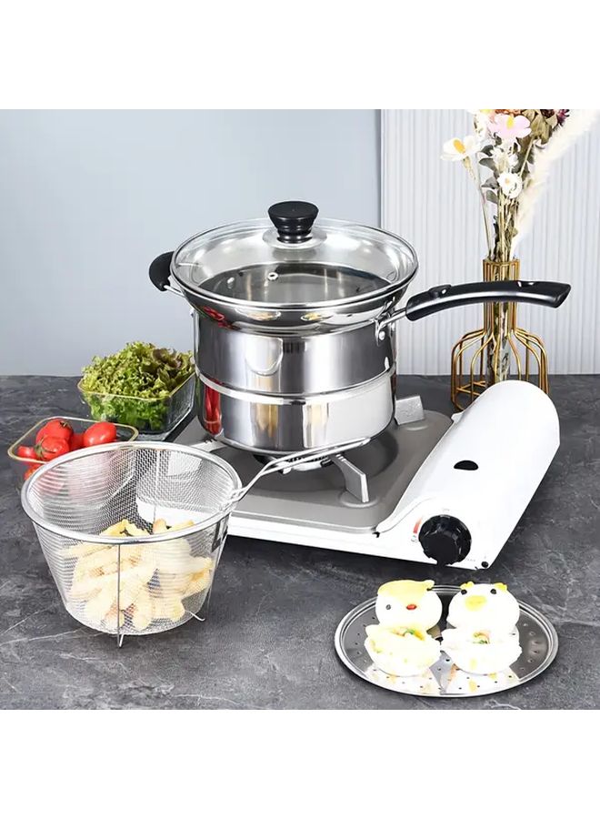 Stainless Steel 3 Piece Cooking Pot Set With Lid For Noodles Soup Frying - Image 4
