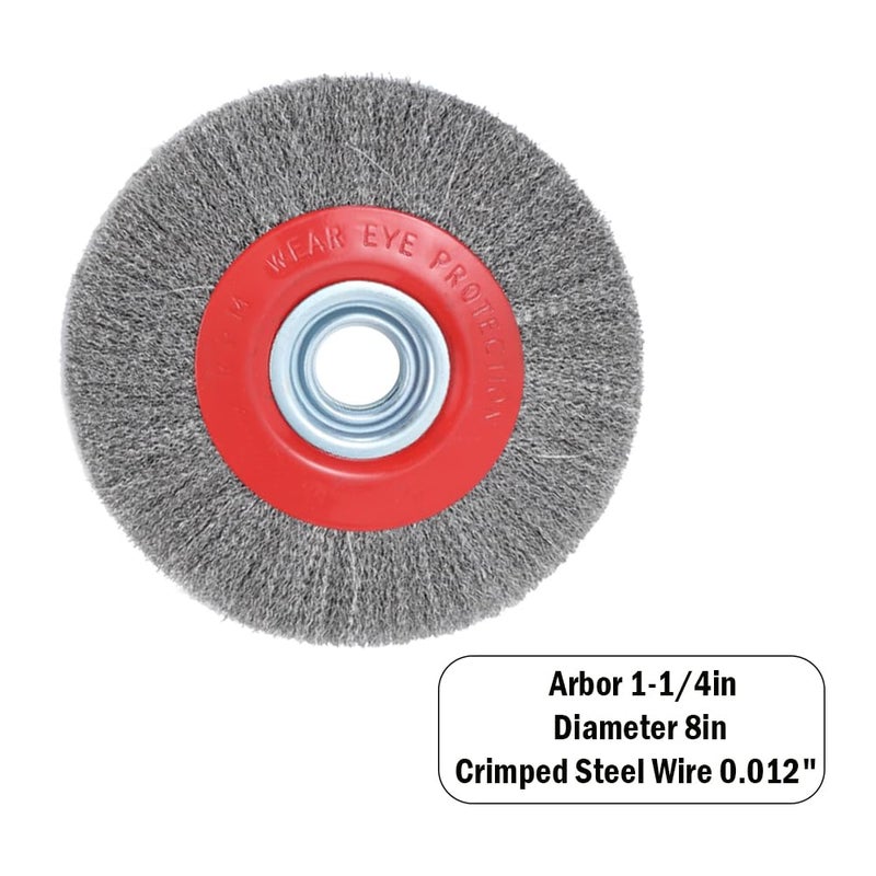 OSFTBVT 8in Bench Wire Wheel Brush for Bench Grinder Coarse Crimped Steel Wire 0.012" with 1/2" 5/8" 3/4" 7/8" 1"(5sets) Spacer Arbors - 1pack - Image 2