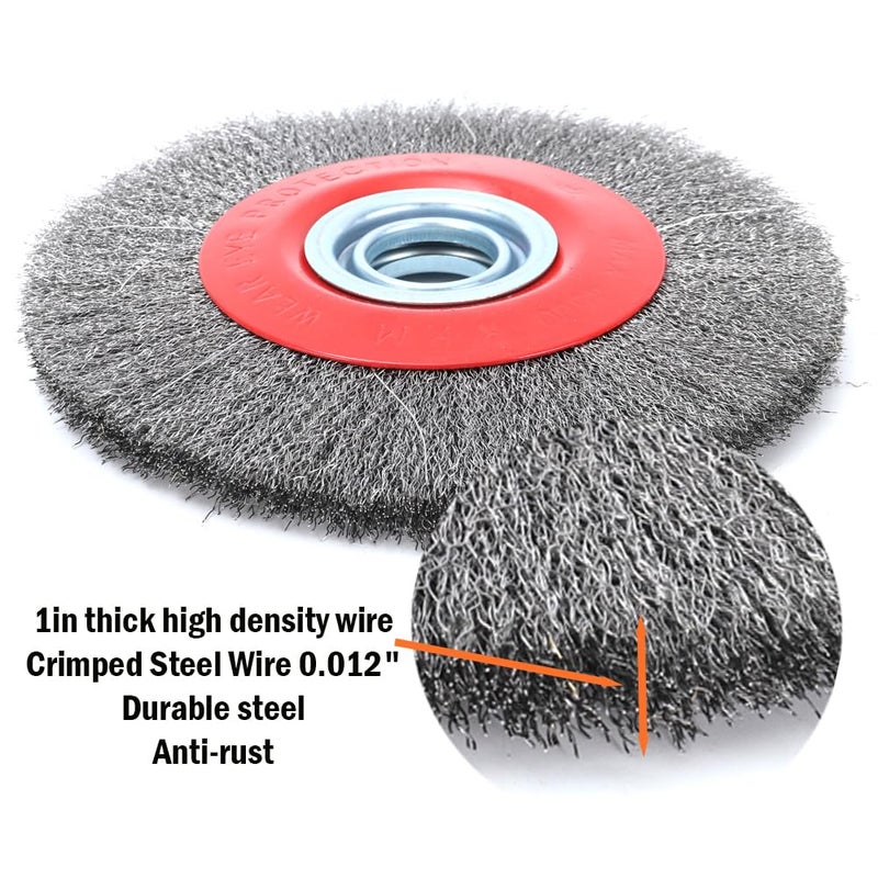OSFTBVT 8in Bench Wire Wheel Brush for Bench Grinder Coarse Crimped Steel Wire 0.012" with 1/2" 5/8" 3/4" 7/8" 1"(5sets) Spacer Arbors - 1pack - Image 3