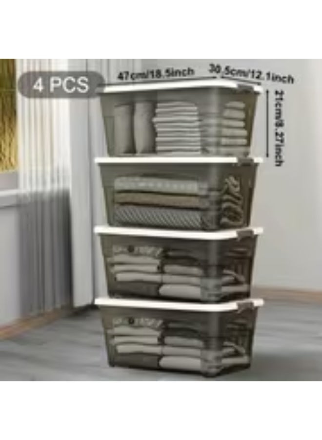 erorex 4-Size Stackable Clear Black Storage Box Set with Lids & Handles – Multi-Use Home & Car Trunk Organizer - Image 2