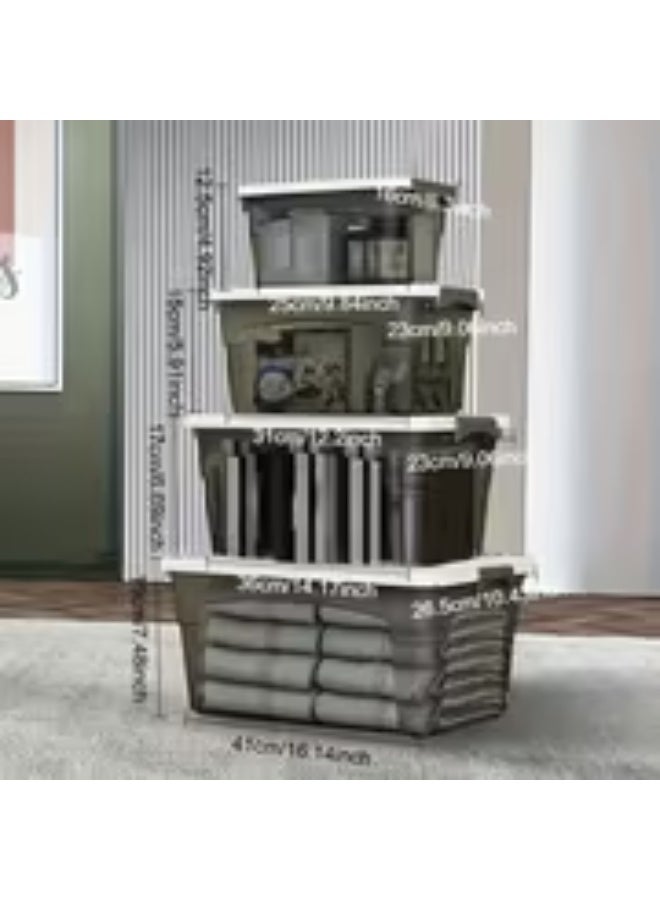 erorex 4-Size Stackable Clear Black Storage Box Set with Lids & Handles – Multi-Use Home & Car Trunk Organizer - Image 4