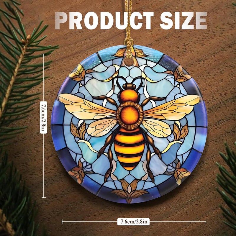 Touber Christmas Ornament, Christmas Decoration, Holiday Present Idea, Heirloom Keepsake, Round Ceramic, Gift Exchange, Gift Idea, Bee - Image 2