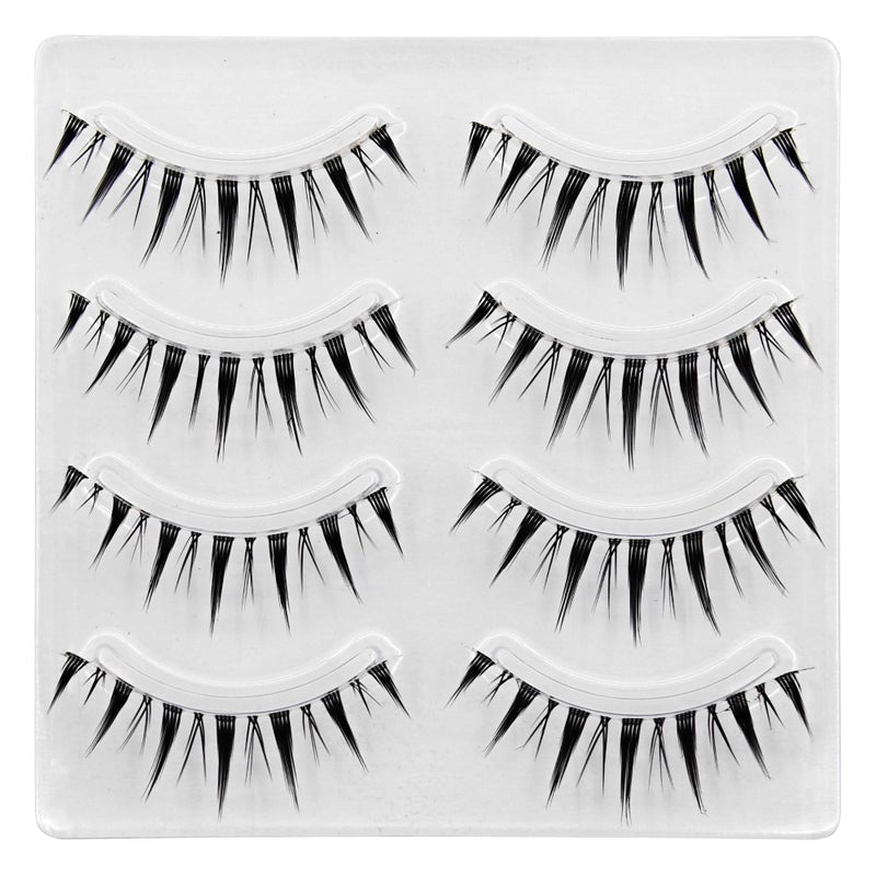 MIKIWI Manga Lashes Natural Look Japanese Style False Eyelashes 4 Pairs Spiky Anime Lashes Clear Band Cosplay Eyelashes - Image 5