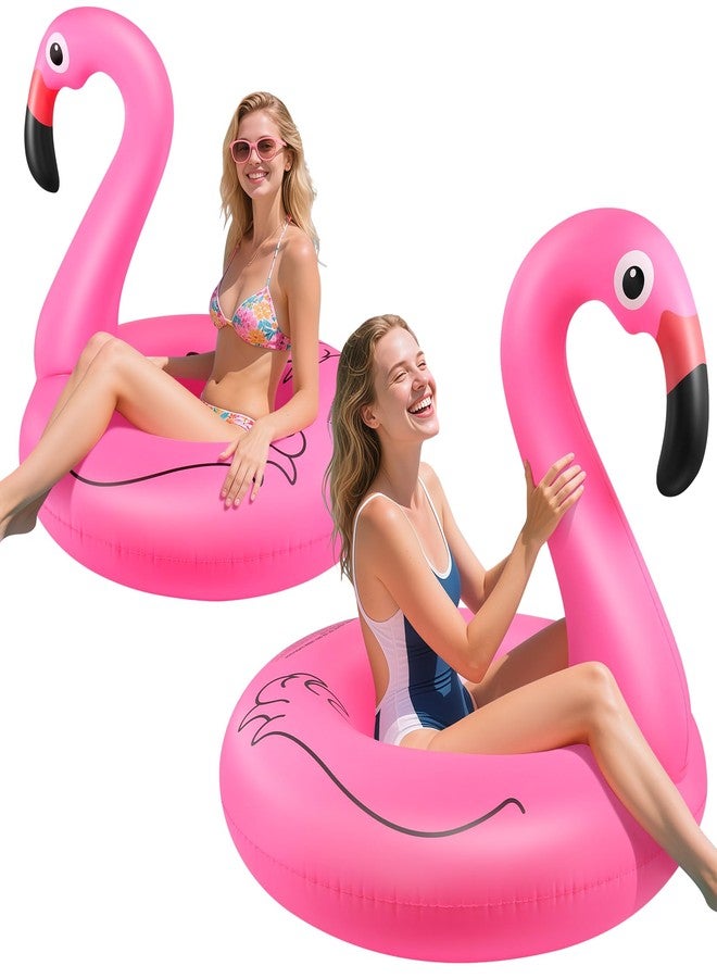 Sinbyuer 2Pack Inflatable Flamingo Pool Float for Adults, 42'' Extra Large Pink Pool Float Tube, Pool Inner Tube Water Floaties for Adults, Blow Up Flamingo Floats for Beach, Lake - Image 1
