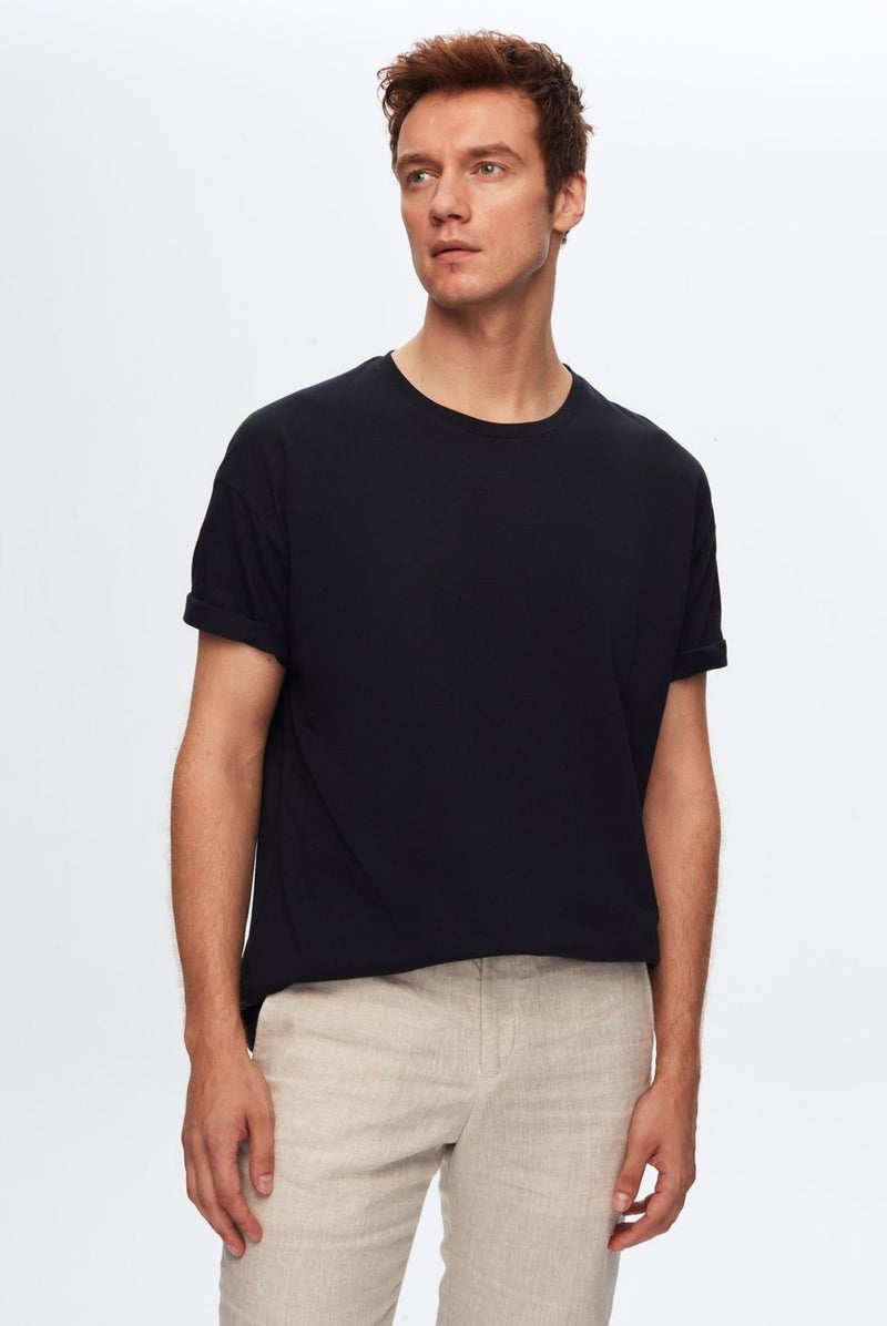 D'S DAMAT Comfort Navy Blue 100% Cotton T-Shirt 6HC14ORT02006 - Image 3