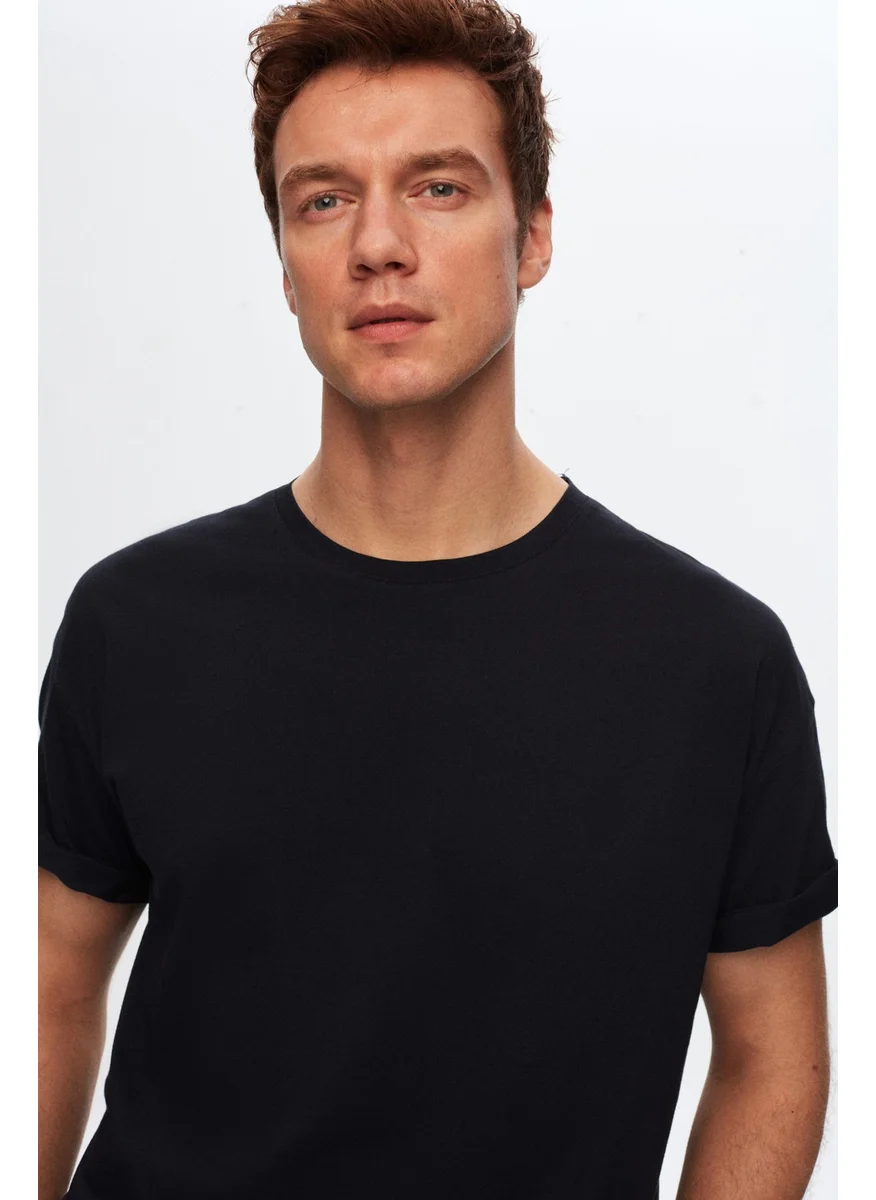 D'S DAMAT Comfort Navy Blue 100% Cotton T-Shirt 6HC14ORT02006