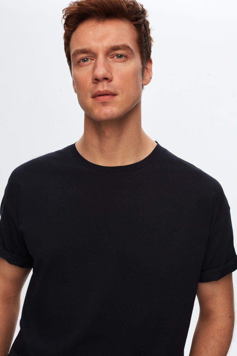 D'S DAMAT Comfort Navy Blue 100% Cotton T-Shirt 6HC14ORT02006 - Image 2